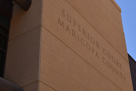 Maricopa County Superior Court building in Phoenix, Arizona, where criminal charges were filed against prediction market platform KalshiEX LLC in March 2026.