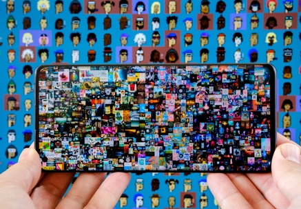 Beeple's "Everydays — The First 5000 Days" and CryptoPunks pixel art