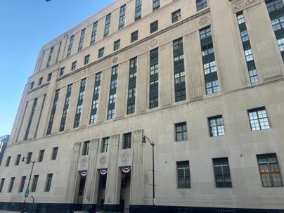 United States federal courthouse exterior, relevant to Polymarket's federal preemption lawsuit in Michigan